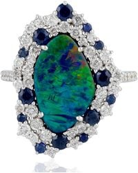 Artisan - 18K Opal, Sapphire & Diamond Statement Ring - Lyst