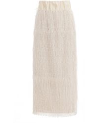Julia Allert - Neutrals Textured Pile Column Midi Skirt – Ecru - Lyst