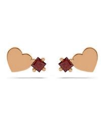 Onia - Square Ruby Heart Studs - Lyst