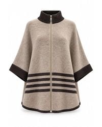 James Lakeland - Neutrals Stripe Zip Knit Cape - Lyst