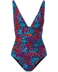 Change of Scenery - Niki Plunge One Piece In In Bloom Print - Lyst
