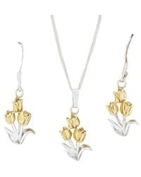 Simon Kemp Jewellers - Tulip Set Of Matching Necklace And Earrings Eighteen Carat On - Lyst
