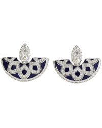 Artisan - Enamel & Diamond Art Deco Fan Earrings - Lyst