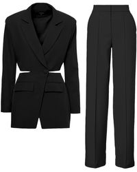 BLUZAT - Suit With Blazer With Waistline Cut-out And Stripe Detail Trousers - Lyst