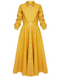 UNDRESS - Esti Yellow Denim Work To Evening Midi Shirt Dress - Lyst