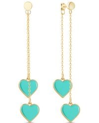 Rejected Hearts Club - Single Hearted Girl Dangle Heart Charm Filled Earrings - Lyst