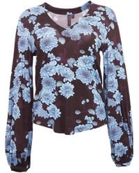 lords of harlech - Val Serious Floral Long Sleeve V-Neck Shirt - Lyst