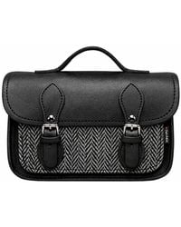Zatchels - Handmade Tannery Leather & Tweed Cross Body Micro Satchel Plus - Lyst