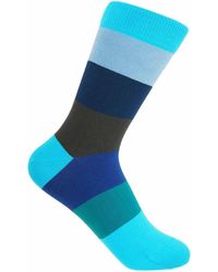 Peper Harow - Made in England - Block Stripe Socks – Aqua - Lyst