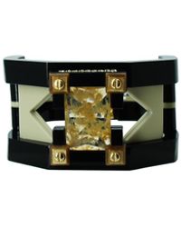 Gissa Bicalho - Handmade Acrylic Bracelet Deco Rectangular Shaped Stone Kahki - Lyst