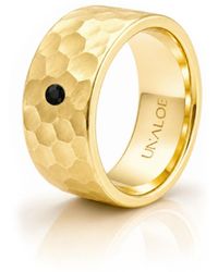 Unaloe - Plated Hammered Band Ring With Diamond - Lyst