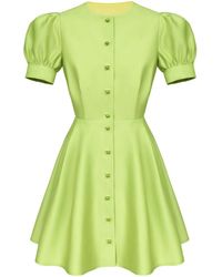 POST MERIDIEM - Lime Button Front Mini Dress - Lyst