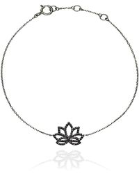 Perle de Lune Diamond Lotus Bracelet Black Diamonds - Metallic