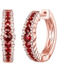 Artisan - Rose 14K Rose Pave Garnet & Diamond Hoop Earrings - Lyst