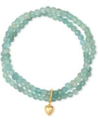 Heather Hawkins Jewelry - Puff Heart Charm Three Strand Gemstone Stretch Bracelet - Lyst