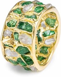 German Kabirski - Lythara Plated Barrel Ring With Raw Tsavorite And Natural Zircon - Lyst