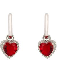 LÁTELITA London - Cupids Sparkle Ruby Heart Drop Earrings Silver - Lyst