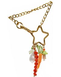 Farra - Baroque Pearl Bamboo Coral And Handcrafted Carrot Bag Charm - Lyst