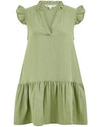 Yumi' - Double Cotton Tunic With Frill Sleeves - Lyst