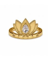 Aurozia - Lotus Within Vermeil Blooming Lotus Drop Adjustable Open Ring - Lyst