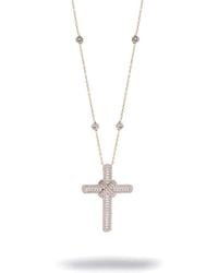 Ebru Jewelry - Baguette Diamond Cross Pendant Statement Long Necklace - Lyst