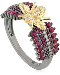Artisan - Ruby, Diamond And Bee Motif Statement Ring - Lyst