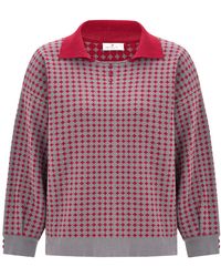 Peraluna - Polo-Neck 3/4 Sleeve Geometric Patterned Knitwear Pullover - Lyst
