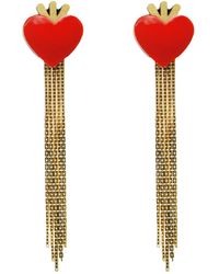 Gissa Bicalho - Handmade Acrylic Earrings Heart & Fringe - Lyst