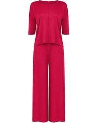 Oh!Zuza - Jackie Loungewear Pyjama Set With Wide-Leg Trousers – Ruby - Lyst