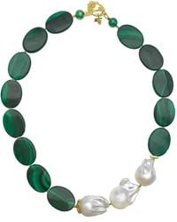 Farra - Oval Malachite & Baroque Pearl Short Necklace - Lyst