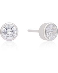 The Jewelz - Round Solitaire Cz Stud Earrings - Lyst