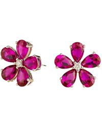 Juvetti - Florea White Gold Earrings Pink Sapphire & Diamond - Lyst