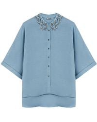 Nocturne - Stone Accessory Collar Detail Shirt - Lyst