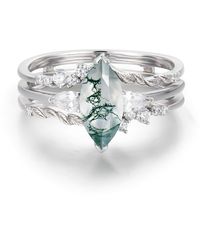 Azura Jewelry New York - Sonoran Sunrise Moss Agate Vermeil Ring Set - Lyst