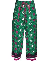 Lalipop Design - Cropped Wide-Leg Printed Viscose Pants - Lyst