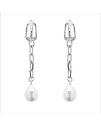 Emma Holland Jewellery - Platinum Chain Baroque Pearl Drop Clip Earrings - Lyst