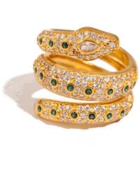 Ebru Jewelry - Mystic Serpent Emerald & Diamond Triple Wrap Ring - Lyst