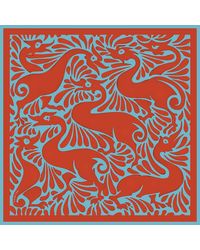 Artemis Muse - William De Morgan Fantastic Ducks Rust & Luxury Silk Scarf - Lyst
