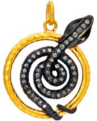 Artisan - Diamond 14k Gold 925 Sterling Silver Snake Design Pendant Jewelry - Lyst
