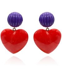 Michael Nash Jewelry - Amour Carved Clip Resin With Ruby Resin Heart Drop - Lyst