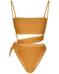 Mahogany Coast Swim - Amour Side-Tie Bandeau Swimsuit - Lyst