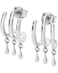 Lucy Quartermaine - Solid Sterling Waterfall Three Hoop Studs With Drips - Lyst