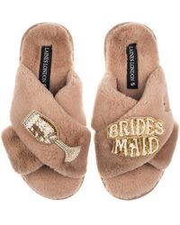 Laines London - Neutrals Classic Laines Slippers With Bridesmaid Brooches - Lyst