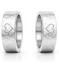 Unaloe - Hammered Heart Engraved Couple Band Rings - Lyst