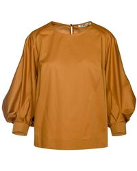 Conquista - Mustard Top With Bishop Sleeves In Sustainable Fabric. - Lyst