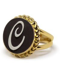 Vintouch Italy - Gold Vermeil Black Cameo Ring Initial C - Lyst