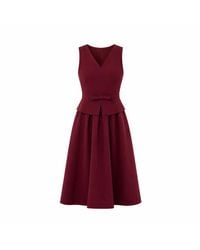 Girl In Mind - Pearl Bow Detail Midi Dress Berry - Lyst