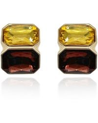 Michael Nash Jewelry - Clara Topaz And Dark Topaz Double Stone Clip Earrings - Lyst