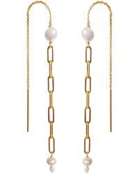 Astor & Orion - Mae Paperclip Chain Pearl Threaders On Sterling - Lyst