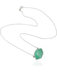 Artisan - White Gold Natural Diamond Emerald Chain Necklace Handmade Jewelry - Lyst